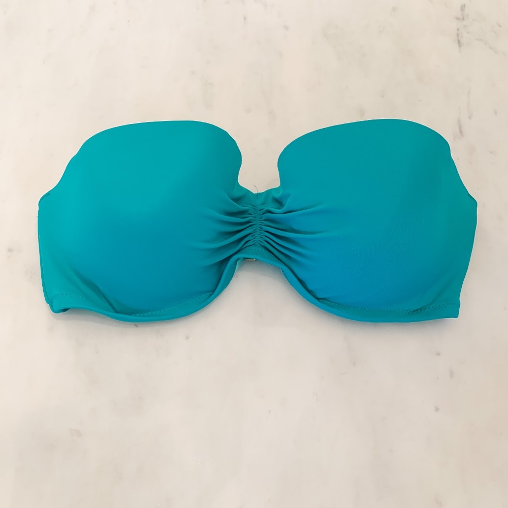 victoria's secret aqua strapless bikini top, 34D